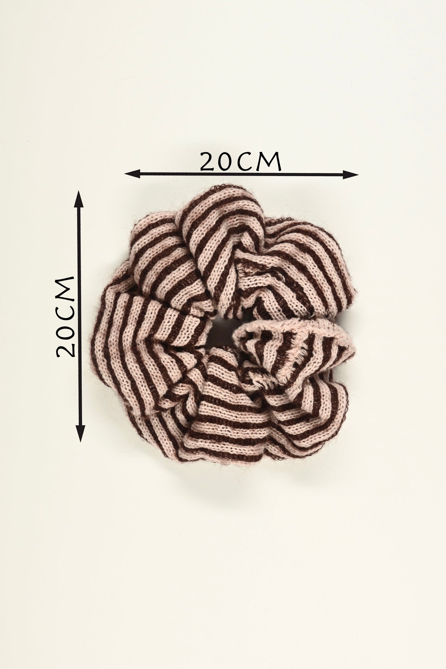 Mohair and Cashmere Striped Scrunchie in Plum and Pink