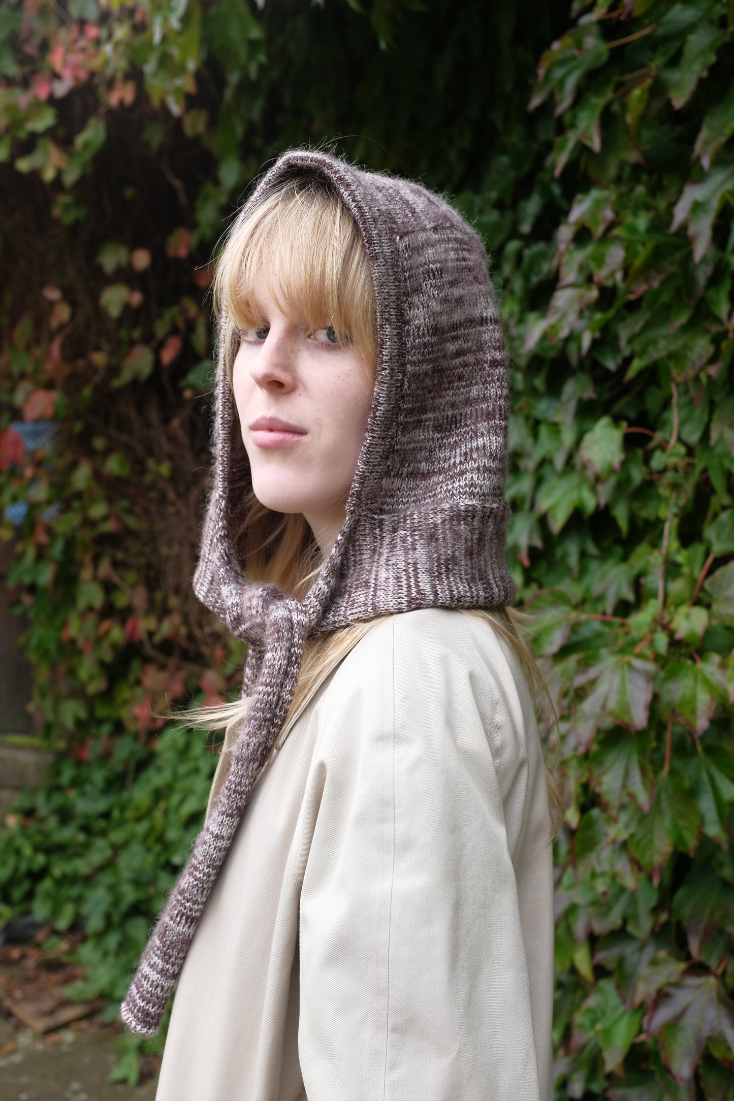 Mohair knitted hood - hood bonnet in black
