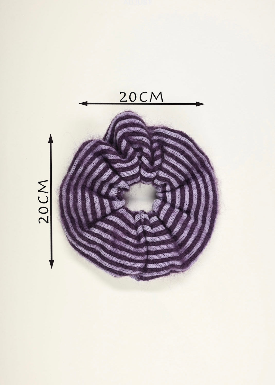 Mohair and Cashmere Knitted Scrunchie - Striped Hair Tie in Purple and Lilac