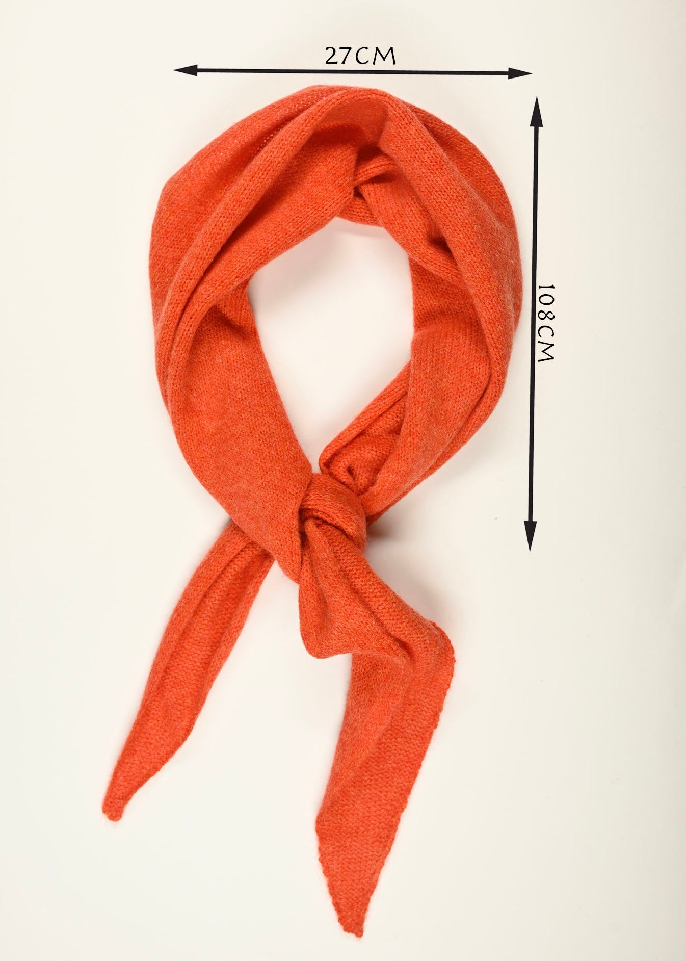 Cashmere Knitted Scarf - ‘Margaret’ Neckerchief in Fire Orange