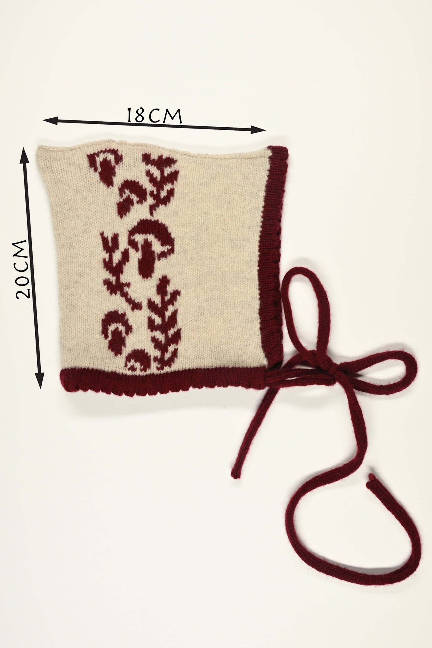 Cashmere Knitted Baby Bonnet - “Toadstool Magic” Baby Pixie Hood