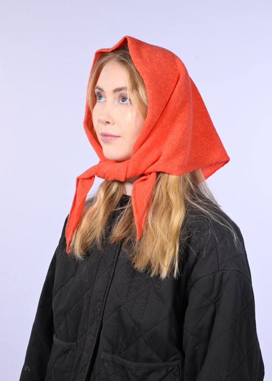 Handmade Cashmere Knitted Scarf - “Margaret” shawl in Fire Orange