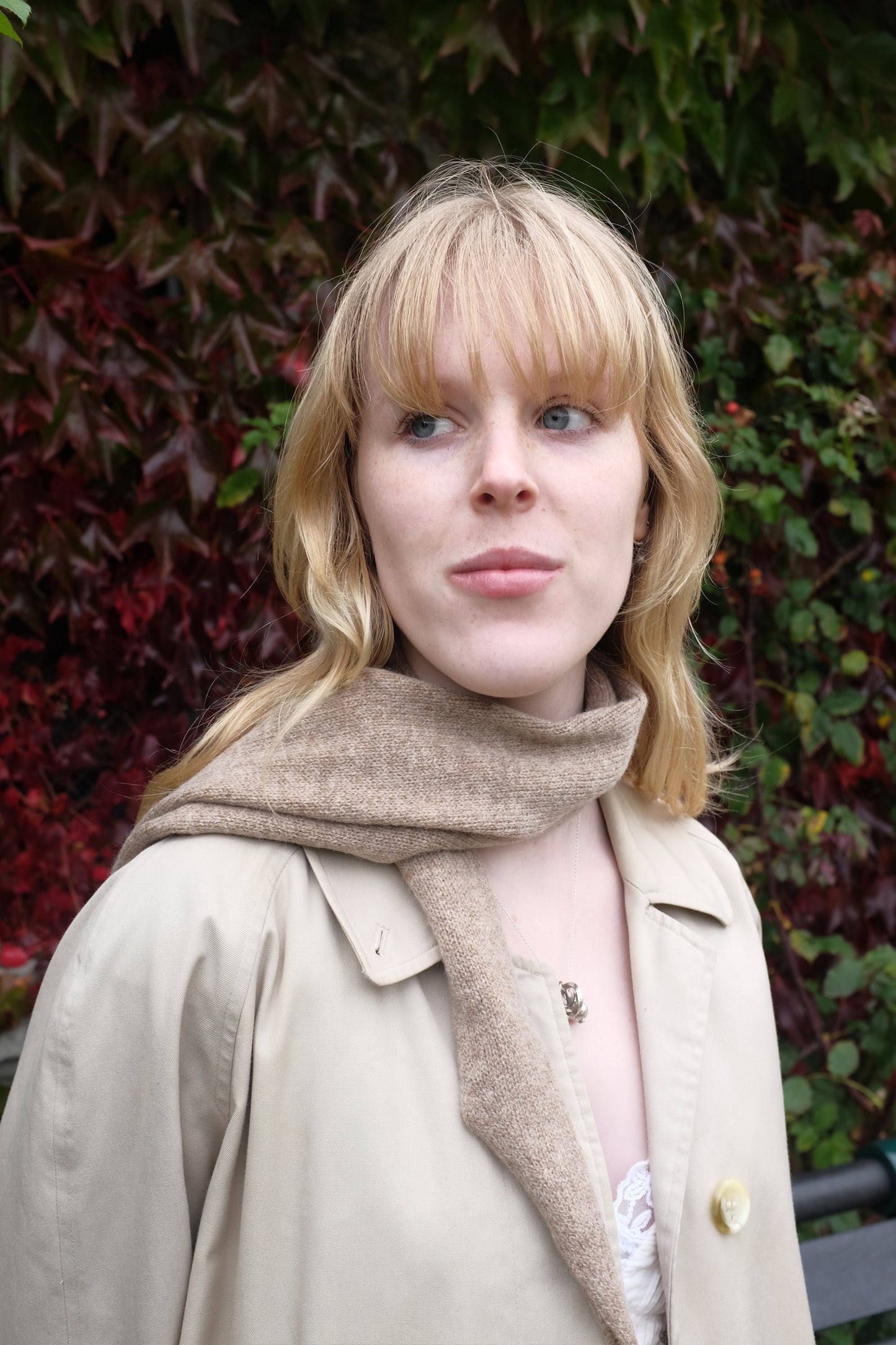 Cashmere Knitted Scarf - ‘Margaret’ Neckerchief in Oatmeal