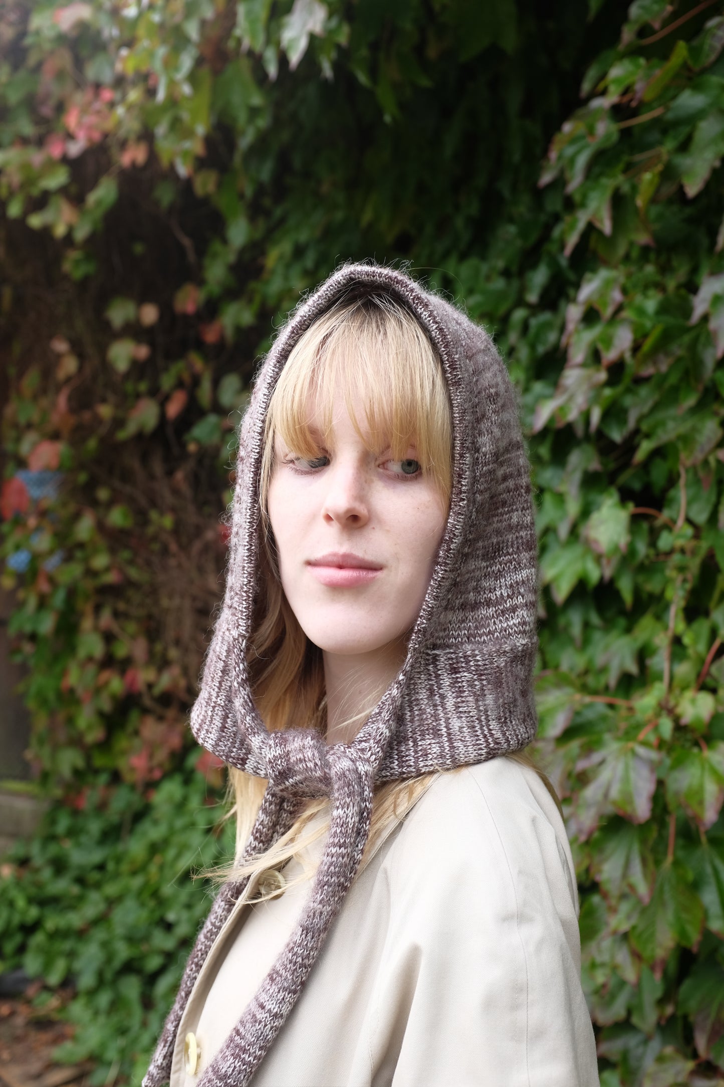 Mohair knitted hood - hood bonnet in black
