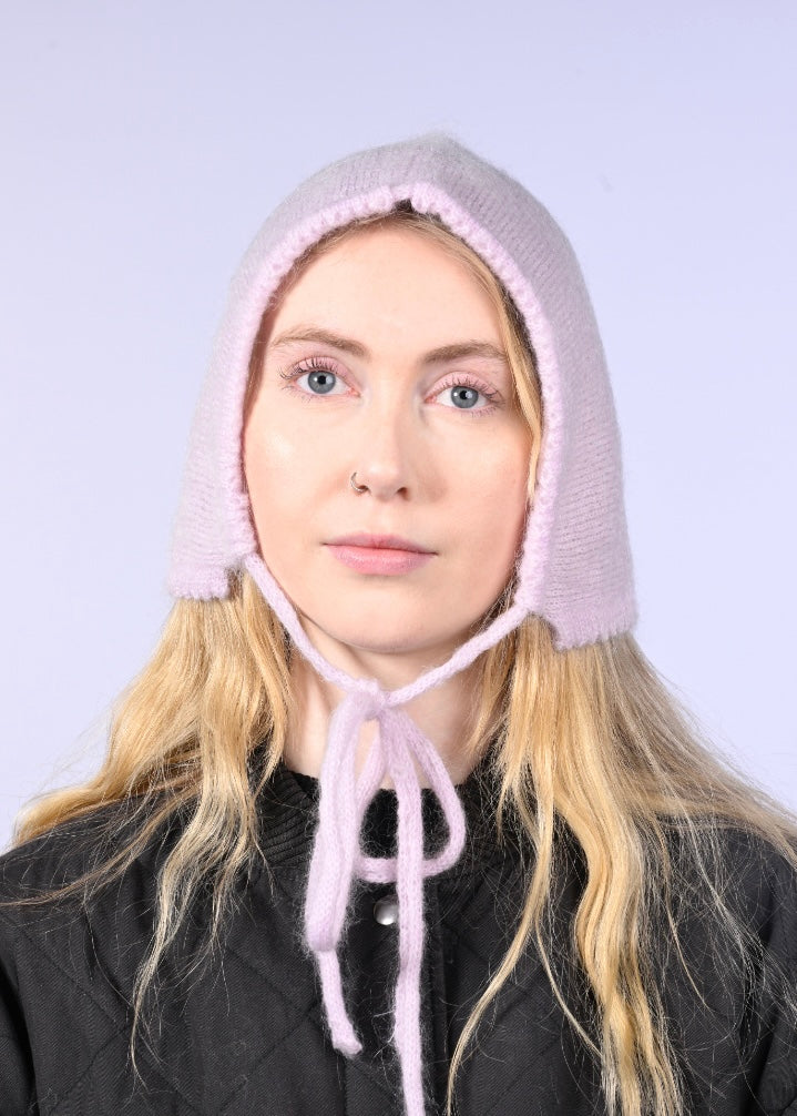 Mohair Knitted Bonnet - “Lilac Dreams” Pixie Hood
