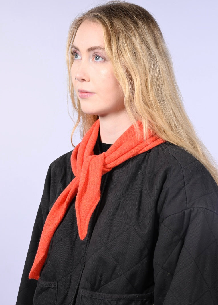 Handmade Cashmere Knitted Scarf - “Margaret” shawl in Fire Orange