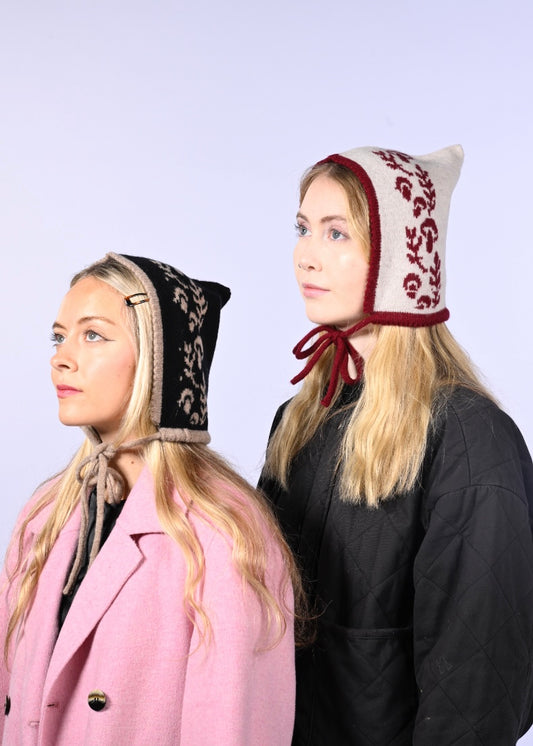 Knitted Cashmere Bonnet - “Toadstool Magic” Pixie Hood