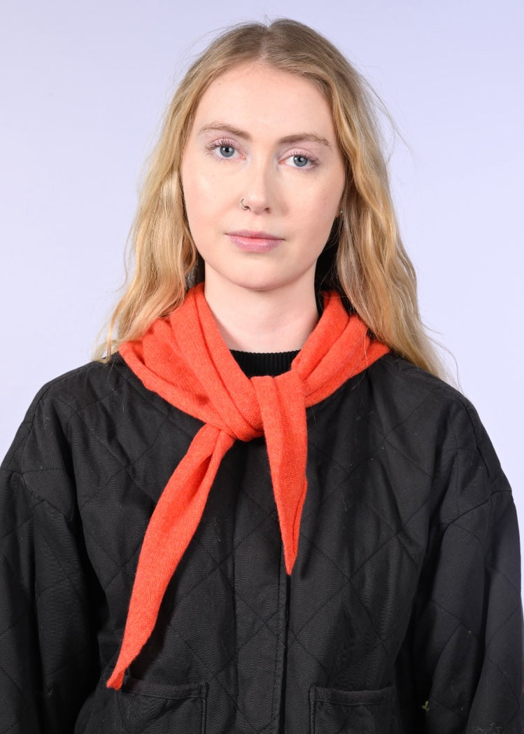 Handmade Cashmere Knitted Scarf - “Margaret” shawl in Fire Orange