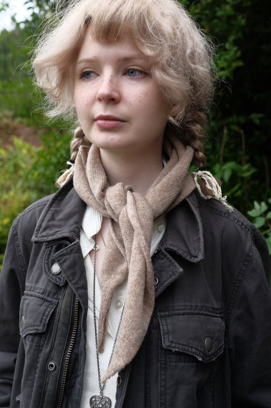 Cashmere Knitted Scarf - ‘Margaret’ Neckerchief in Oatmeal