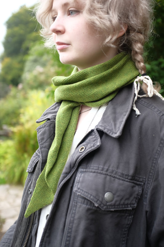 Cashmere Knitted Scarf - ‘Margaret’ Neckerchief in Forrest Green