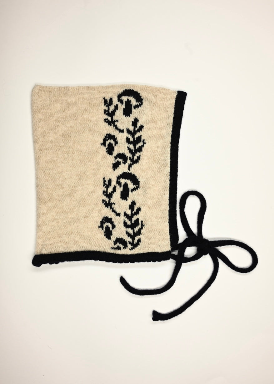 Knitted Cashmere Bonnet - “Toadstool Magic” Pixie Hood