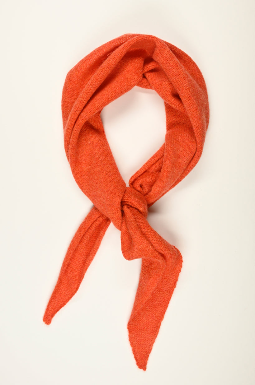 Cashmere Knitted Scarf - ‘Margaret’ Neckerchief in Fire Orange