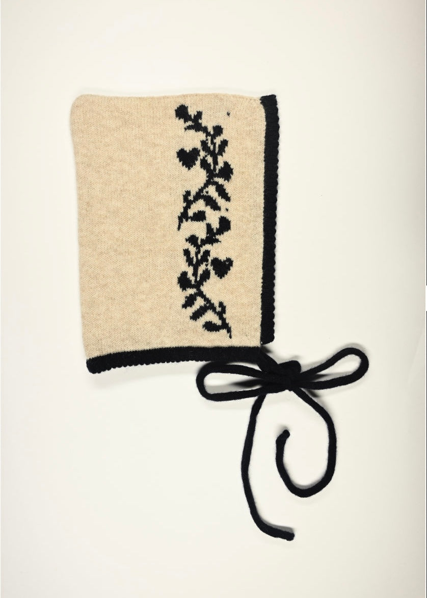 Cashmere Knitted Bonnet - Laurel leaf Pixie Hood