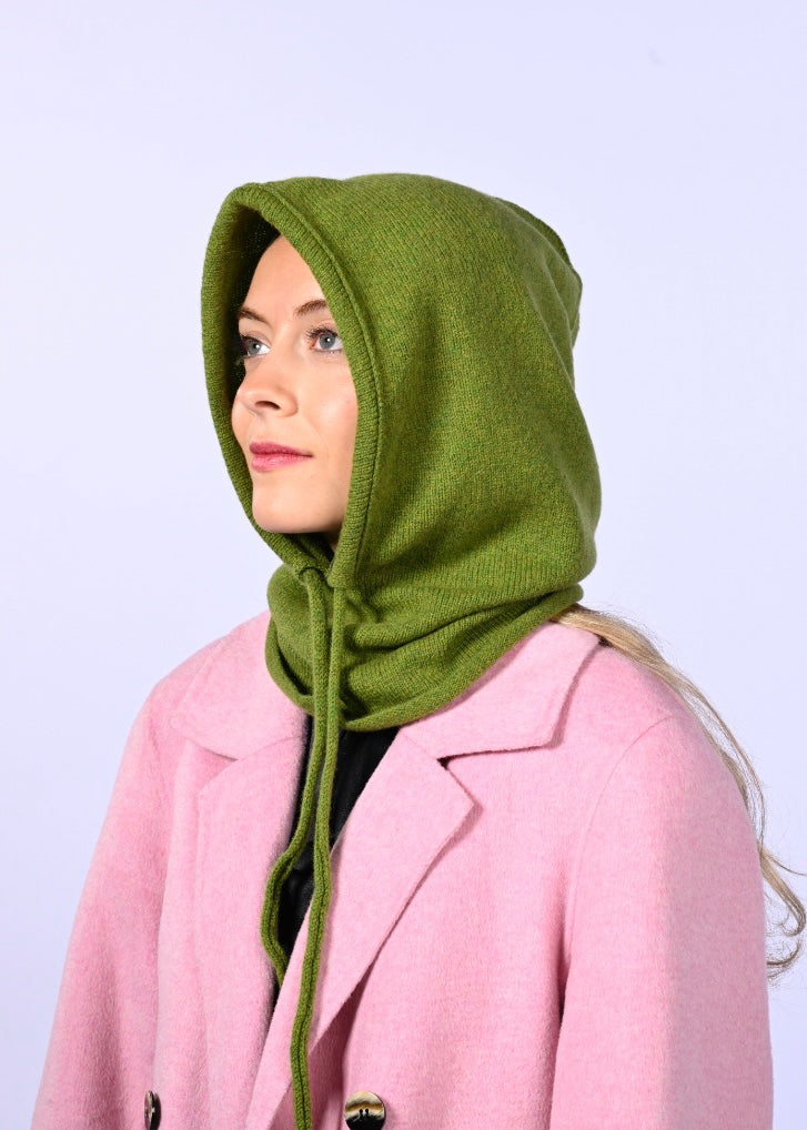 Cashmere Knitted Hood - Balaclava in Green