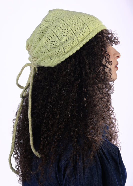 Pale Green Lace Skull Cap Hood – Medieval Fairycore Vintage Inspired Festival Headwear