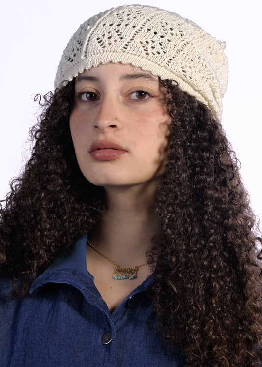Cream Lace Skull Cap Hood – Medieval Fairycore Vintage Inspired Festival Headwear