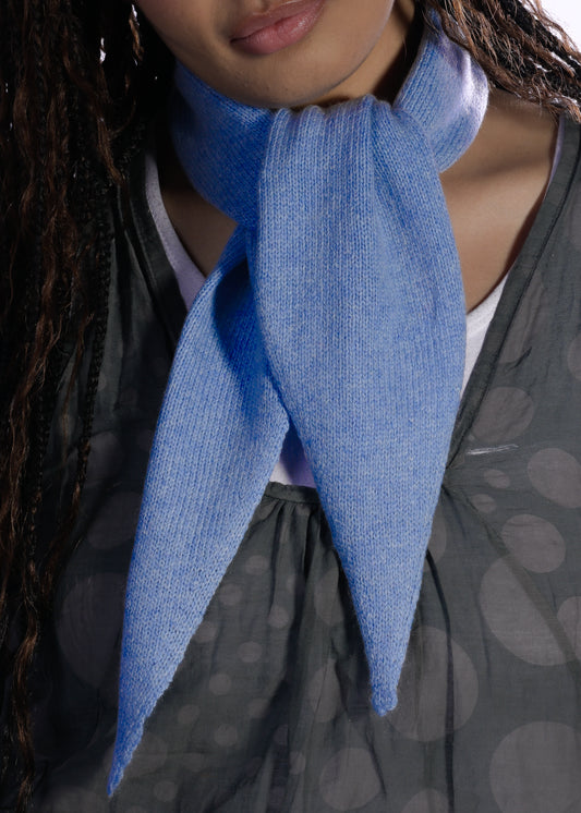 Cashmere Knit Scarf, Handmade Neckerchief – Cottagecore Blue Scarf
