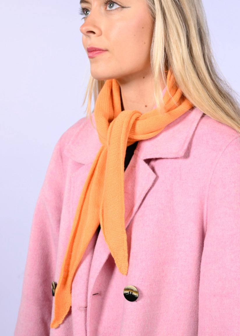 Cashmere Knitted Scarf - ‘Margaret’ Neckerchief in Clementine