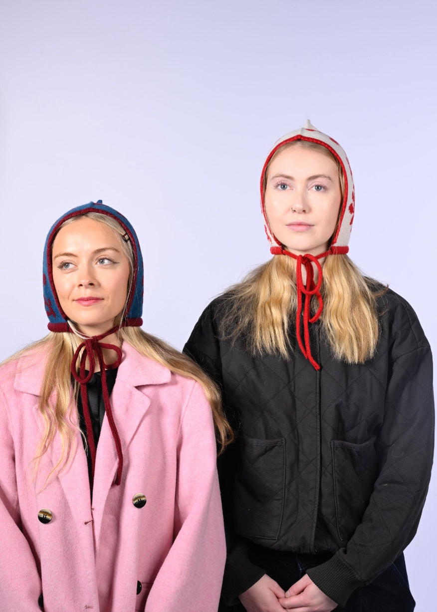 Cashmere Knitted Bonnet - Laurel leaf Pixie Hood