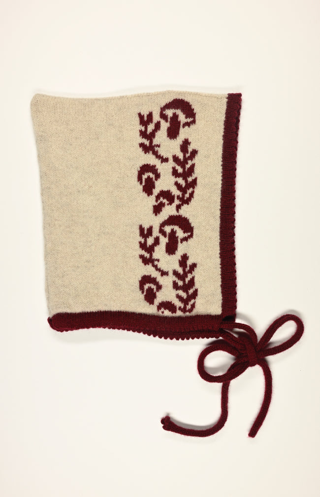 Toadstool Magic Bonnet - in Burgundy and Cream