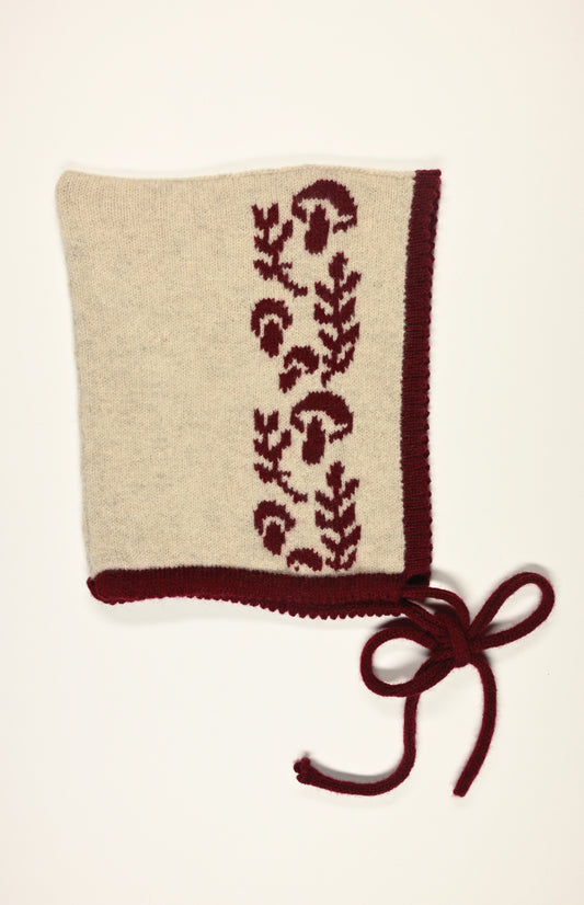 Toadstool Magic Bonnet - in Burgundy and Cream