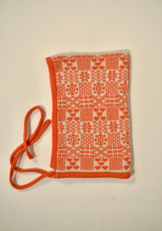 Cashmere Knitted Bonnet - The Goddess Brigid Pixie Hood in Orange