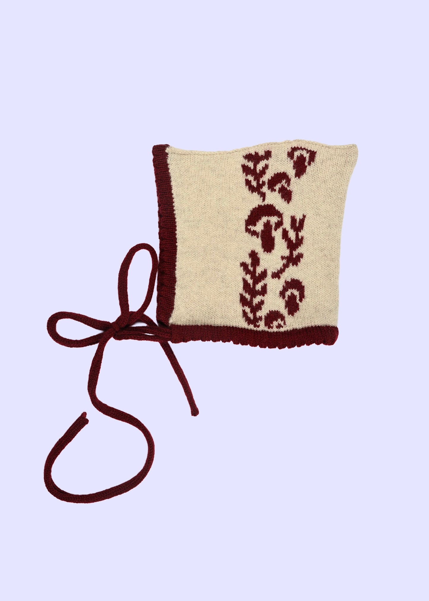 Cashmere Knitted Baby Bonnet - “Toadstool Magic” Baby Pixie Hood