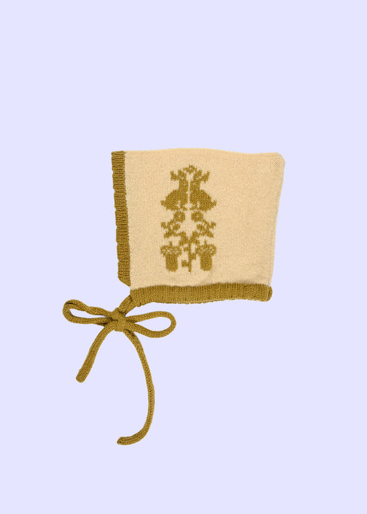 Cashmere Knitted Baby Bonnet - “Queen of Pentacles” Baby Pixie Hood